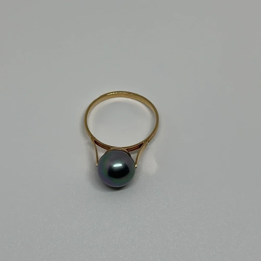 18k real solid god real pearl ring​